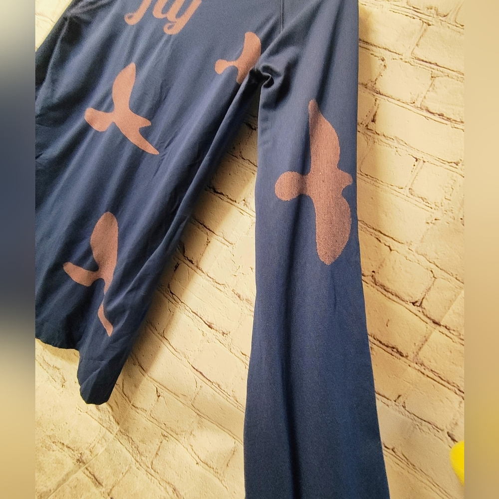 oiselle Navy Blue Long Sleeve Tee with Pink Bird Print - Picture 8 of 12